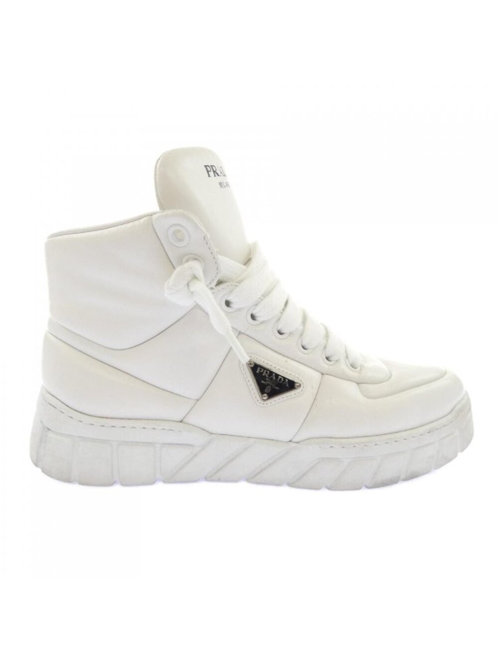 Prada Padded Nappa Leather High Top Triangle Logo Sneakers